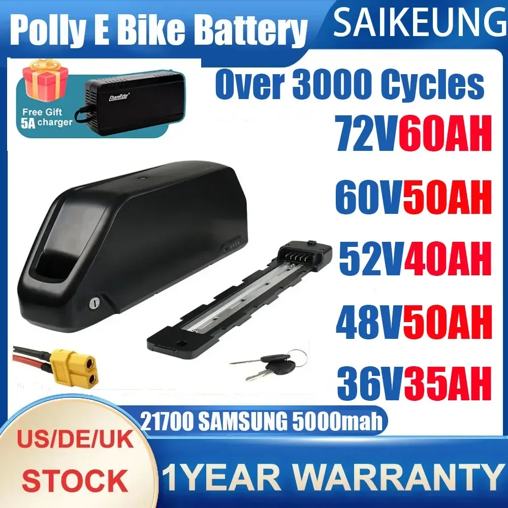 72V 50Ah 21700 Lithium Battery - Electric bicycle bike battery Downtube Hailong