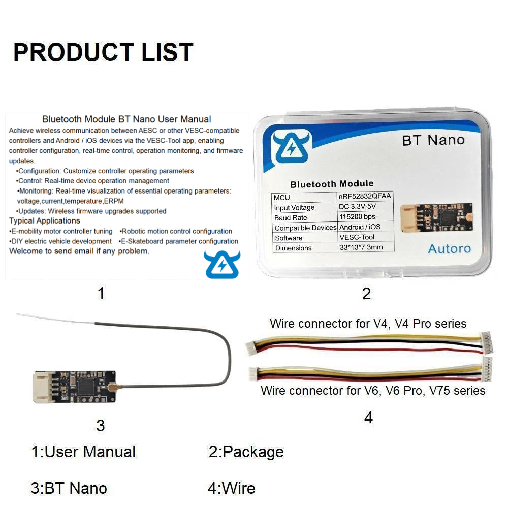 Autoro BT Nano Wireless Blueto - Vesc 75300 Controller ulasan dan harga